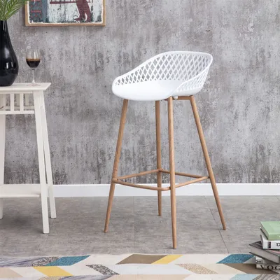 Produktbild von Barhocker IREK im Retro-Design, bequemer Tresenhocker im 2er Pack, praktischer Bistrostuhl aus Kunststoff