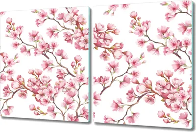 Produktbild von Glas Schneidebrett Herdabdeckplatten Schneideplatten - 2x 40x52 cm - Kirschblüte rosa