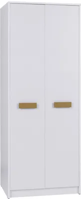 Produktbild von DESIGN MÖBEL Gustavo 13 – Kleiderschrank 75x195x54 cm, 2 Türen, mit Kleiderstange, Einlegeböden, Soft-Close, Weiß/Eiche Riviera
