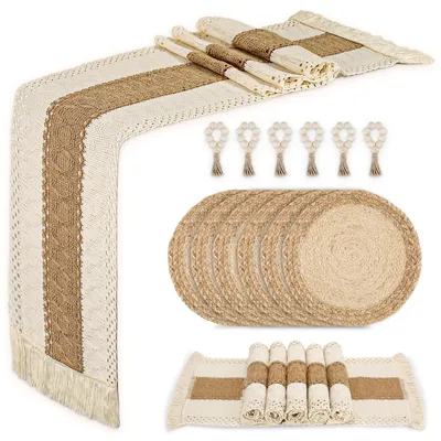 Platzsets Set 6-tlg. mit Tischläufer & Serviettenringen