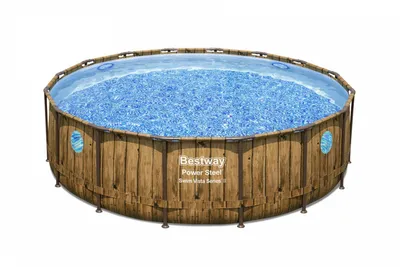 Produktbild von Bestway Power Steel Swim Vista Series Wood Ø 488 X 122 Cm Stahl Runder Aufstellpool Blau 19480 Liters Blau 19480 Liters