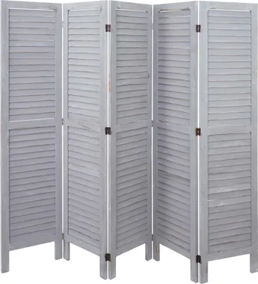 Produktbild von Paravent HWC-G30, Trennwand Sichtschutz Raumteiler, Shabby-Look 170x200cm - grau