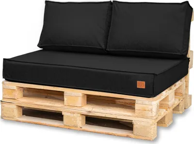 Obrázok produktu pre Paletový vankúš 120 x 80 Súprava pre paletový nábytok Vodotesný sedací vankúš z europalety Paletová pohovka sa skladá z 3 častí vo farbe: čierna