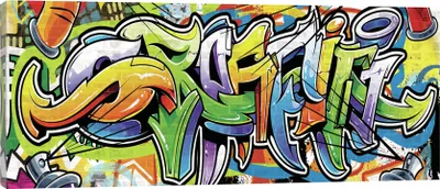 Produktbild von Leinwandbilder Graffiti 145x45 cm Modern Panorama XXL Canvas Bilder Leinwandbild Leinwand Bilder Schlafzimmer Wohnzimmer Wandbilder Kunstdruck Wand Bild auf Leinwand Aufhängefertig