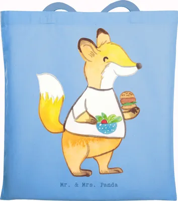 Produktbild von Mr. & Mrs. Panda Tote Bag Systemgastronom Herz - Sky Blue - Geschenk, Schultasche, Jutebeutel, Einkaufstüte, Stoffbeutel, Tasche