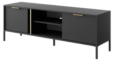 Produktbild von Lowboard TV-Schrank VALDI 153 cm Anthrazit Gold Metallfüße Symmetrisch