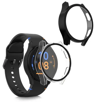 Produktbild von kwmobile 2x Glas Hülle für Samsung Galaxy Watch FE 40mm Schutzhülle - Fullbody Fitnesstracker Case Set aus Glas - Transparent Schwarz