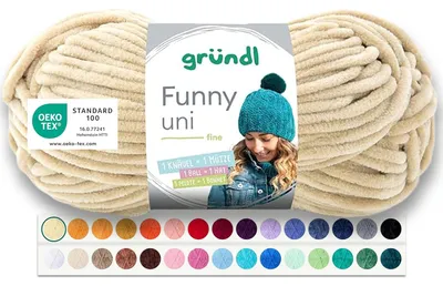 Produktbild von Gründl Wolle Funny uni Chenille Wolle 1 Knäuel 100 g, Beige