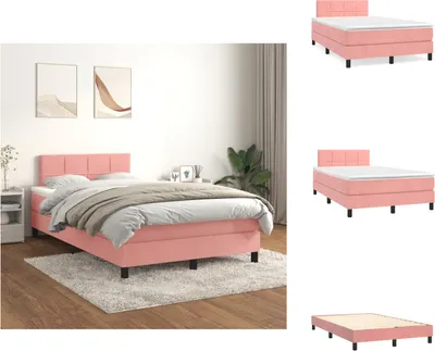 Obrázek produktu pro vidaXL Skříňová postel s matrací růžová 120x200 cm samet - Postele a válendy