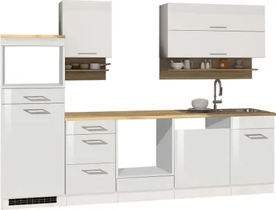 Produktbild von Küchenzeile weiß MARANELLO-03 , Weiß Hochglanz 280 cm ohne E-Geräte B x H x T ca. 280 x 200 x 60cm
