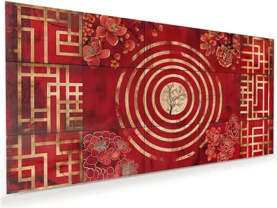Produktbild von Glasbild 60x30cm in XXL für Wohnzimmer, Schlafzimmer Motiv Blumenmuster Kreise