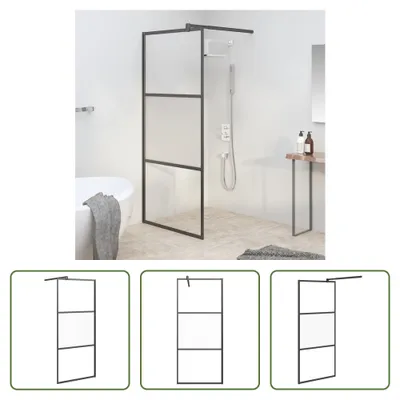 Produktbild von The Living Store Duschwand für Walk-In Dusche 90x195 cm ESG Halbmattiert Schwarz