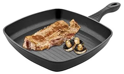 Grillpfanne geschmiedetes Aluminium schwarz 28 x 28 cm