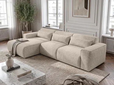 Produktbild von AX LIVING Wohnlandschaft mit Schlaffunktion Ruyam Sofa Creme 310 cm L