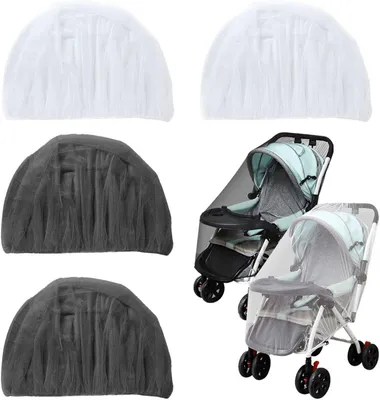 Productafbeelding van 4 Stuks Kinderwagens Insectenbescherming, Kinderwagenvluchtnetwerk, Bescherming In De Zomerauto -Mug, Opvouwbare Muggenbescherming