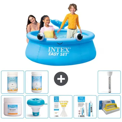 Productafbeelding van Intex Rond Zwembad - 183 x 51 cm - Blauw - Walvismotief - Met chloorgenerator - Testsets - Reparatieset - Thermometer