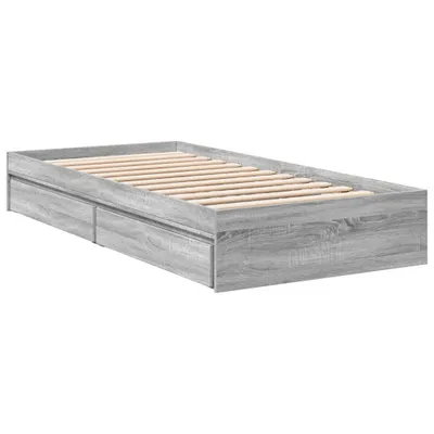 Produktbild von vidaXL Bettgestell mit Schubladen Grau Sonoma 75x190 cm Holzwerkstoff
