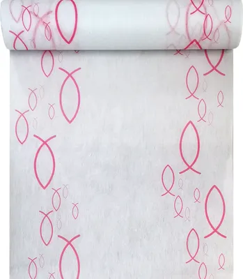 Produktbild von Tischläufer Vlies - Fische weiß / pink - Kommunion Konfirmation Taufe