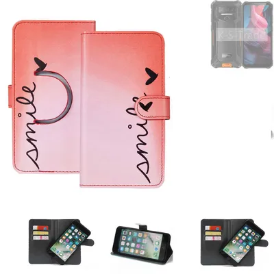 Produktbild von K-S-Trade Schutzhülle Handyhülle kompatibel mit Oukitel WP32 Hülle cover bookstyle Etui ''smile'' rot Standfunktion Kameraschutz (1Stk)