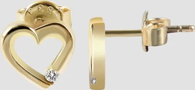 Produktbild von 333/- Gold "Gloretta" Herz-Ohrstecker mit Zirkoniabesatz, 8 Karat, Gelbgold