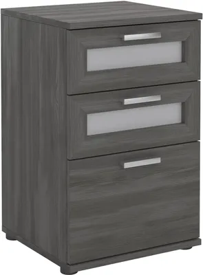 Produktbild von Nachttisch für Boxspringbetten MARIKE Nachtschrank Nachtkommode in esche grau, mit 3 Schubladen