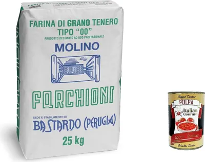 Produktbild von Farchioni Farina di grano tenero “00” nazionale Nationales Weichweizenmehl „00“ 25kg+ Italian Gourmet polpa 400g
