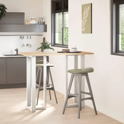 Image de vidaXL Pieds de table de bar en T 2 pcs. Blanc 40x35x(110-111) cm Acier
