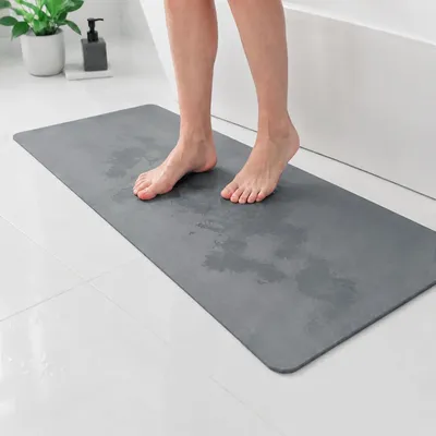 Produktbild von Badezimmermatte 60 x 120 cm, grau, saugfähig, für Badezimmer