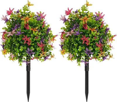 Produktbild von Kunstblumen Gartenstecker - Deko-Stecker 2er Set - Seidenstoff und Kunststoff - Für Garten und Wohnung - Hochzeits- & Partydeko - Mehrfarbig