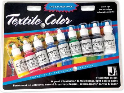 Obrázok produktu pre Súprava žakárových farieb na textil - 9 farieb - 14 ml - kreatívna farba na textil