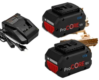 Zdjęcie produktu dla Akumulator do elektronarzędzi, pojemność 10000 mAh, technologia litowo-jonowa, ładowarka do 2 sztuk, napięcie 18V