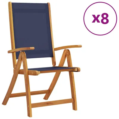 Image de Chaises pliables de jardin lot de 8 bois d'acacia et textilène