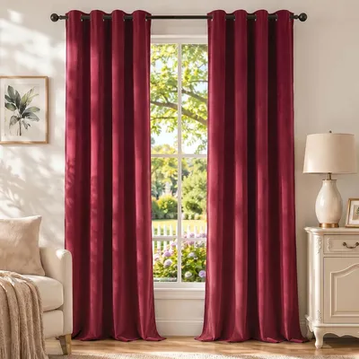 Imagen del producto de Cortinas de terciopelo, juego de 2 unidades - Cortinas opacas al 100% - Cortinas térmicas que protegen del frío y del calor - Cortinas opacas para dormitorios y salones