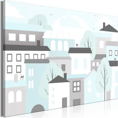 Produktbild von Italienischer Leinwand Leinwandbild - Colorful Town (1 Part) Wide 30x20 cm Für Kinder e-A-10011-b-a