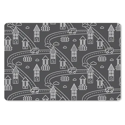 Produktbild von MuchoWow® Schreibtischunterlage Muster - Haus - Auto 60x40 cm - XXL Mauspad - Großes Mauspad