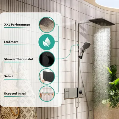 Zdjęcie produktu dla System prysznicowy hansgrohe Raindance Alive Q 210/340 2-jet EcoSmart z ShowerSelect Comfort, 24591670