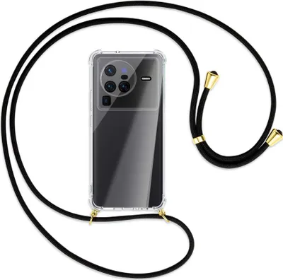Produktbild von Handykette Backcover-Schutzhülle mit Band (Metall goldfarben) für vivo X80 Pro (V2185A,V2145, 6.78'') - schwarz