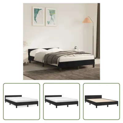 Produktbild von The Living Store Bettgestell mit Kopfteil Schwarz 120x200 cm Samt