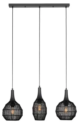 Obrázek produktu pro Závěsné svítidlo SORAYA, černé, 3xE27x10W, kov, rozměry: 150x86x26 cm, IP20, Trio