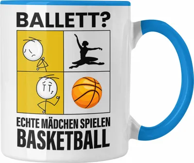 Produktbild von Trendation - Basketball Mädchen Tasse Sport Geschenk Frauen Echte Mädchen Spielen Basketball-Spielerin (Blau)