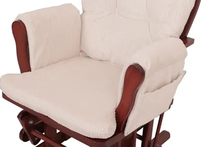 Image de Fauteuil relax HWC-C76, fauteuil à bascule Fauteuil oscillant avec pouf Tissu velours côtelé 320g/m² Öko-Tex ~ crème Bâti foncé