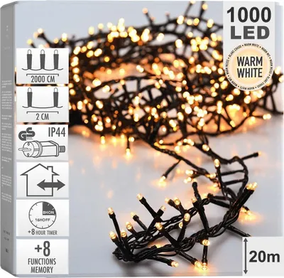 Image de Éclairage de Noël 20m blanc chaud, électrique, câble vert, intérieur/extérieur