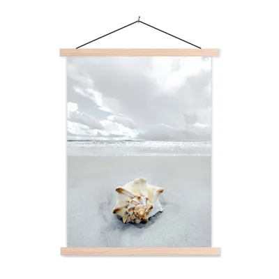 Produktbild von MuchoWow® Textilposter Muschel - Strand - Himmel 60x80 cm mit holzfarbenen Rahmen - Wandbild