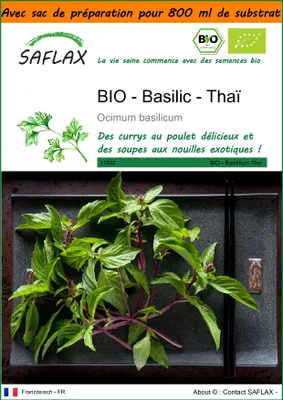 Image de SAFLAX Garden in the bag -- Basilic - Thaï - 250 graines - Ocimum