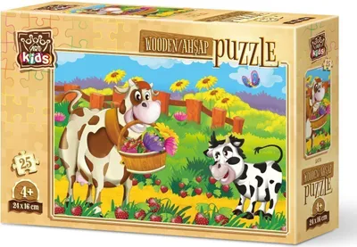 Image de ART PUZZLE Puzzle en bois Vache avec fleurs 25 pièces