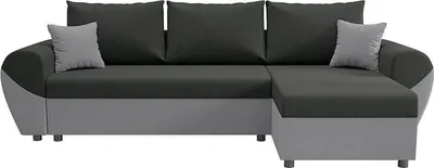 Produktbild von Ecksofa mit Schlaffunktion - Ecke wechselbar - Stoff - Schwarz & Grau - LIERNO