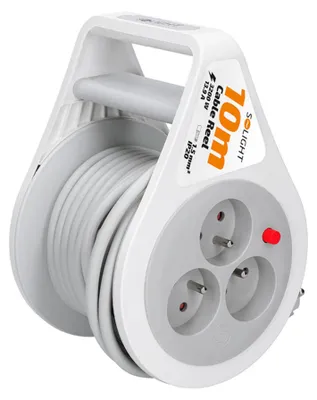 Produktbild von Solight Verlängerungskabel auf Trommel, 10 m, 3 Steckdosen, graues Kabel, 3 x 1,5 mm² PB25