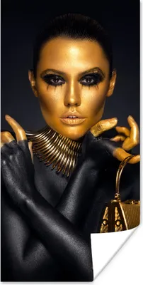 Produktbild von MuchoWow® Poster Make-up - Tasche - Gold - Luxus - Frau 60x120 cm - Wandschmuck