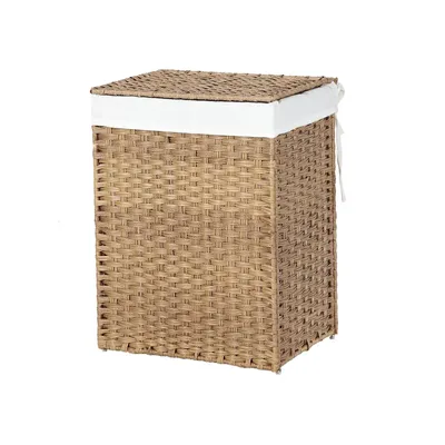 Productafbeelding van And OutdoorMatch, handgeweven wasmand met deksel, Reid – gevlochten riet – rechthoekig – 46x33x60cm