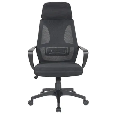 Produktbild von Bürostuhl mit Lordosenstütze im Netzstoff-Design Schreibtischstuhl mit Wippfunktion ergonomischer Drehstuhl mit einer verstellbaren atmungsaktiven Rückenlehne,Farbe:Schwarz
